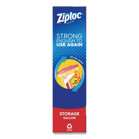 Ziploc Double Zipper Storage Bags, 1gal, 1.75 mil, 10.56 x 10.75, Clear, PK38 314470BX